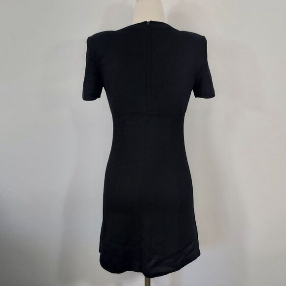 St John Collection Marie Gray Black Dress Santana Knit Stretch Size 2 VTG Flaw - Picture 6 of 12